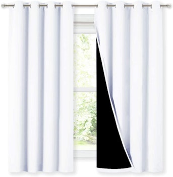NICETOWN White 100% Blackout Lined Curtains