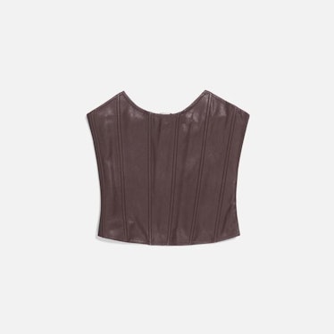 Miaou brown Leia vegan leather corset top