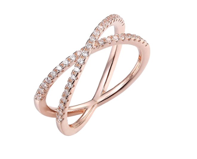PAVOI 14K Gold Plated Criss Cross Ring