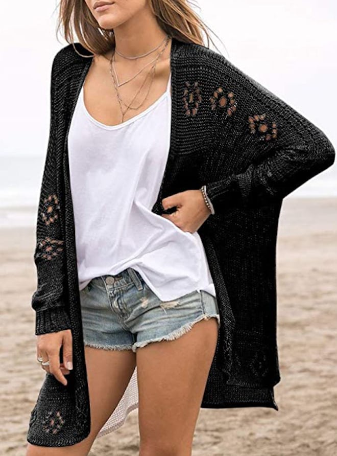 Misassy Open Front Sheer Cardigan