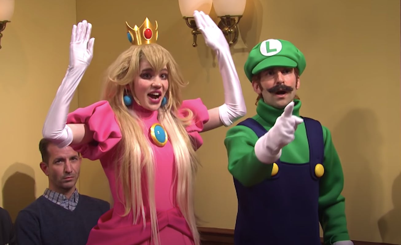 Grimes made a surprise appearance on Saturday Night Live, appearing as Princess Peach in a sketch wi...