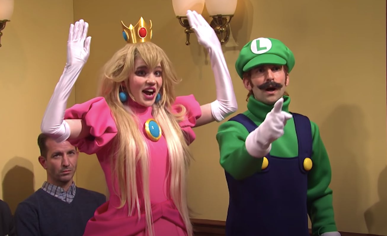 Grimes made a surprise appearance on Saturday Night Live, appearing as Princess Peach in a sketch wi...