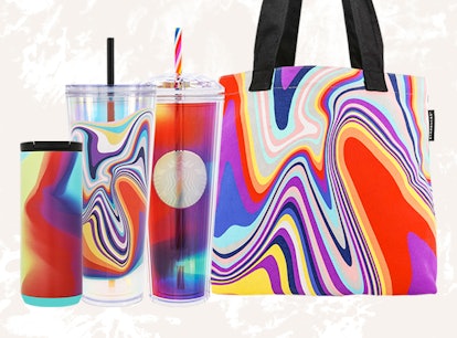 Starbucks 2021 pride merch features a tote bag and three new cups.