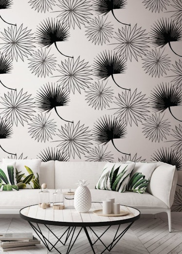 Cabbage Palm - White Wallpaper - Bohemian Bungalow Collection