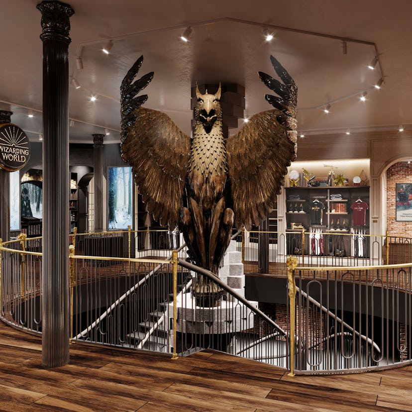 The griffin inside Harry Potter New York, the flagship store in NYC.
