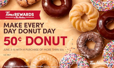 Tim Hortons doughnuts are included in the National Doughnut Day 2021 deals.