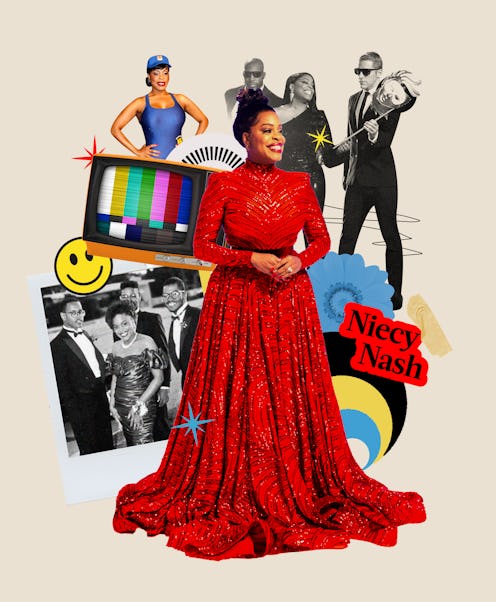 American actress, comedian and television Niecy Nash wearing a red gown