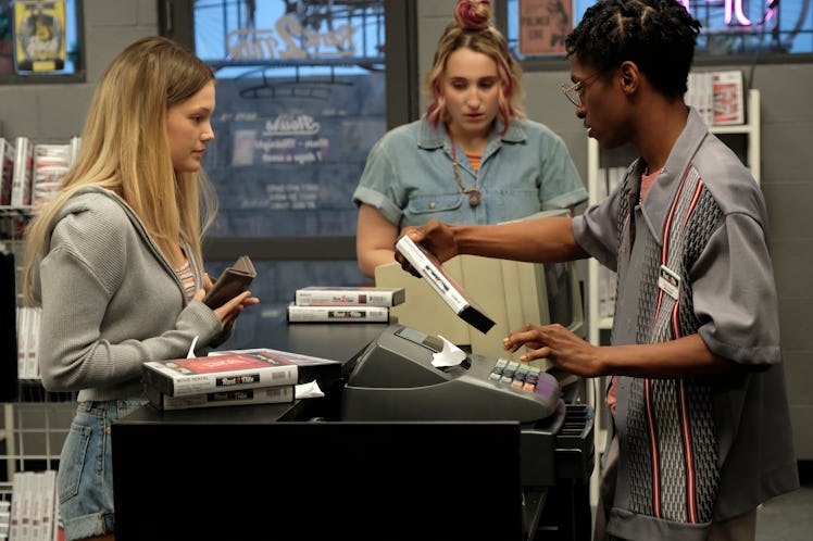 Olivia Holt as Kate, Harley Quinn Smith as Mallory, and Allius Barnes as Vince in 'Cruel Summer.'