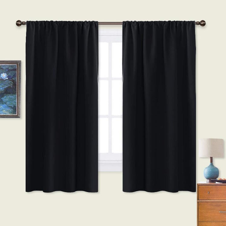 NICETOWN Black Blackout Curtain Blinds 