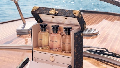 Glass bottles on a boat in the ocean