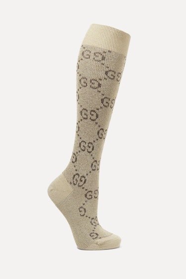 Metallic Cotton-Blend Jacquard Socks