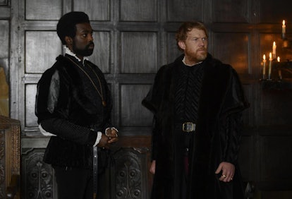 George Boleyn (Played by Pappa Essiedu) and Duke of Norfolk (Played by Kris Hitchen) in 'Anne Boleyn...
