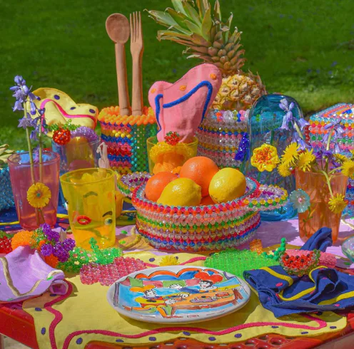 Susan Alexandra's new home collection makes for a colorful picnic.