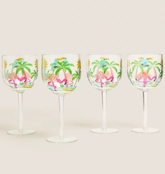 Set of 4 Flamingo Picnic Wine Glasses