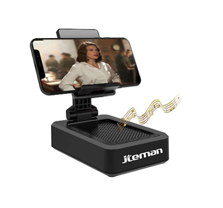 JTEMAN Cell Phone Stand with Wireless Bluetooth Speaker