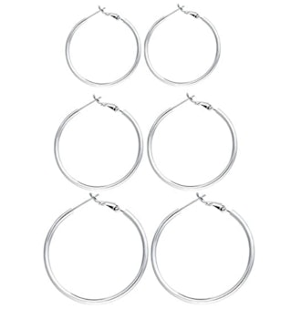 RoseJeopal Sterling Silver Hoop Earrings (3-Pack)