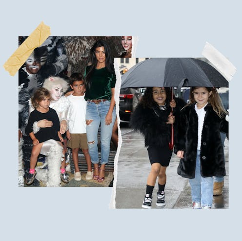 Penelope Disick, Mason Disick, Kourtney Kardashian, and North West.