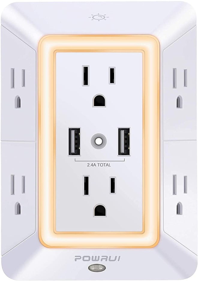 POWRUI 6-Outlet Extender with Night Light