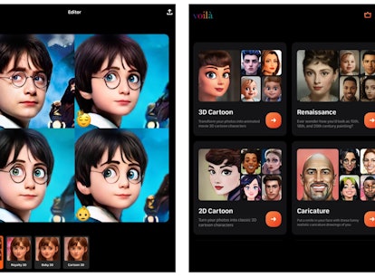 Use Voilà App's cartoon face filter for a virtual makeover.