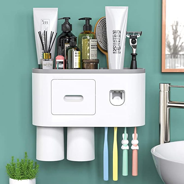 showgoca Automatic Toothpaste Dispenser & Toothbrush Holder