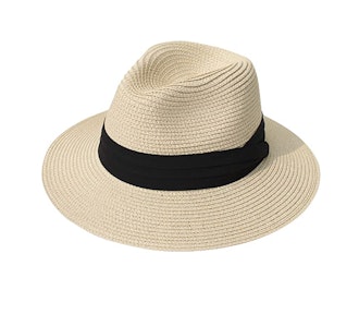 Lanzom Wide Brim Straw Roll up Hat