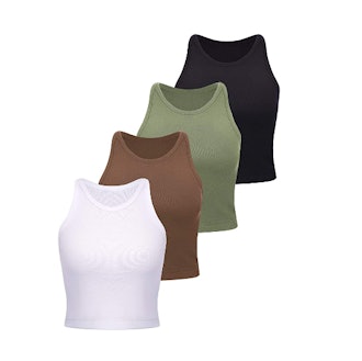 SATINIOR Basic Crop Tank Tops (4-Piece)