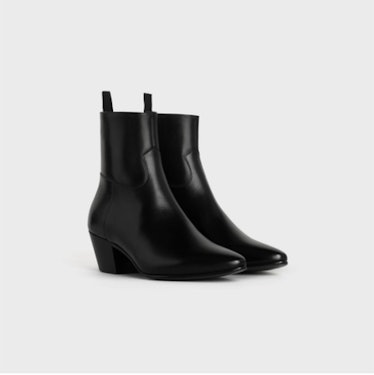 Celine Jacno Zipped Boot In Shiny Calfskin Black