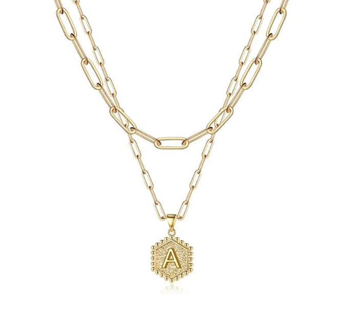 M MOOHAM Dainty Layered Initial Necklaces