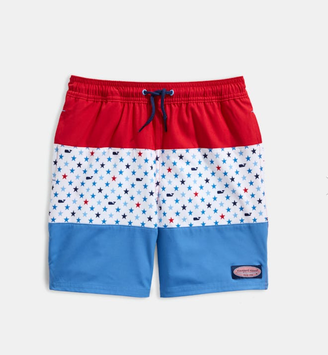 Boys' Pieced Chappy Trunks in Stars White Cap