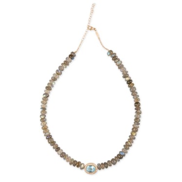 Pave Aquamarine Beaded Necklace
