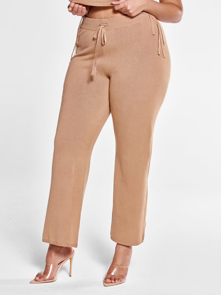 Deana Drawstring Knit Pants in Tan