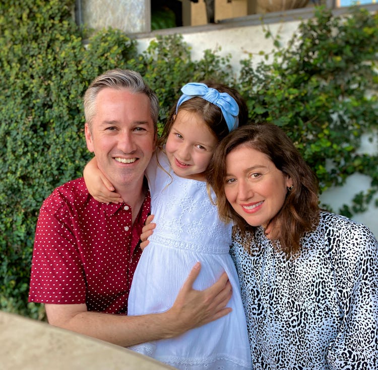Actor Andrew Burlinson with his wife and young daughter.