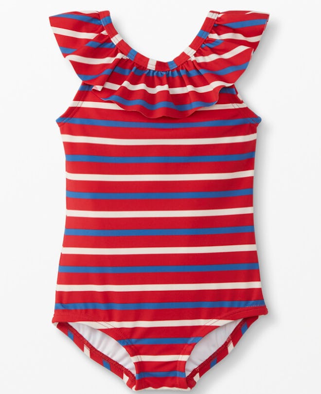 Sunblock One Piece Swim Suit in Cherry Stripes