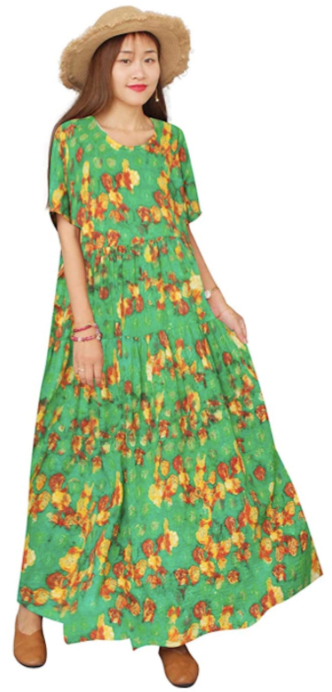 YESNO Casual Loose Floral Dress