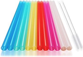 HT-INTL Silicone Straws With Cleaning Brushes (14 Pieces)