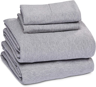 Amazon Basics Heather Cotton Jersey Bed Sheet Set (Queen) 