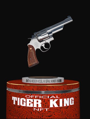 3D NFT rendering of Joe Exotic's pistol from Tiger King for NFT auction