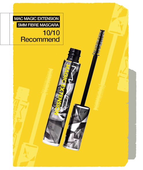 M.A.C's magic extension mascara next to a 10/10 recommended sign