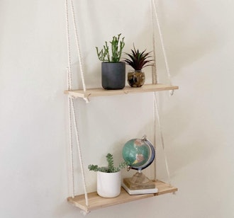 BASE ROOTS Hanging Shelves for Wall with Rope