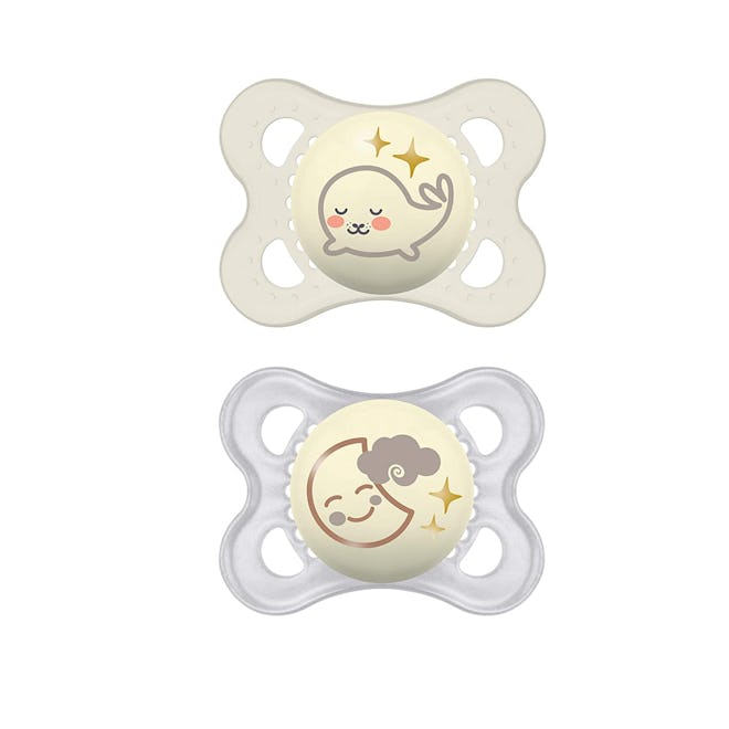 MAM Night Pacifiers (2 Pack, 1 Sterilizing Pacifier Case)