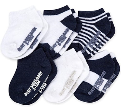 Burt's Bees Baby Unisex Baby, 6-pack Ankle Socks With Non-slip Grips, Made With Organic Cotton