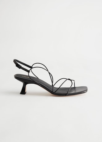 Leather Squared Toe Heeled Sandals