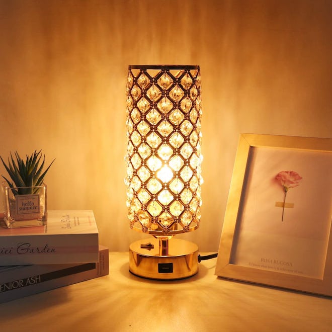 Ambimall Gold Table Lamp with Charging Port