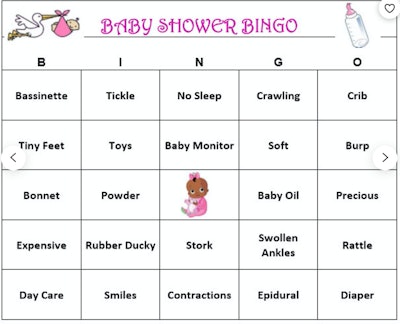 African American Baby Shower Bingo Game