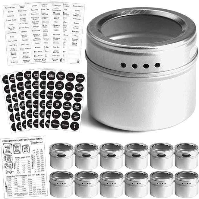Talented Kitchen 12 Magnetic Spice Tins