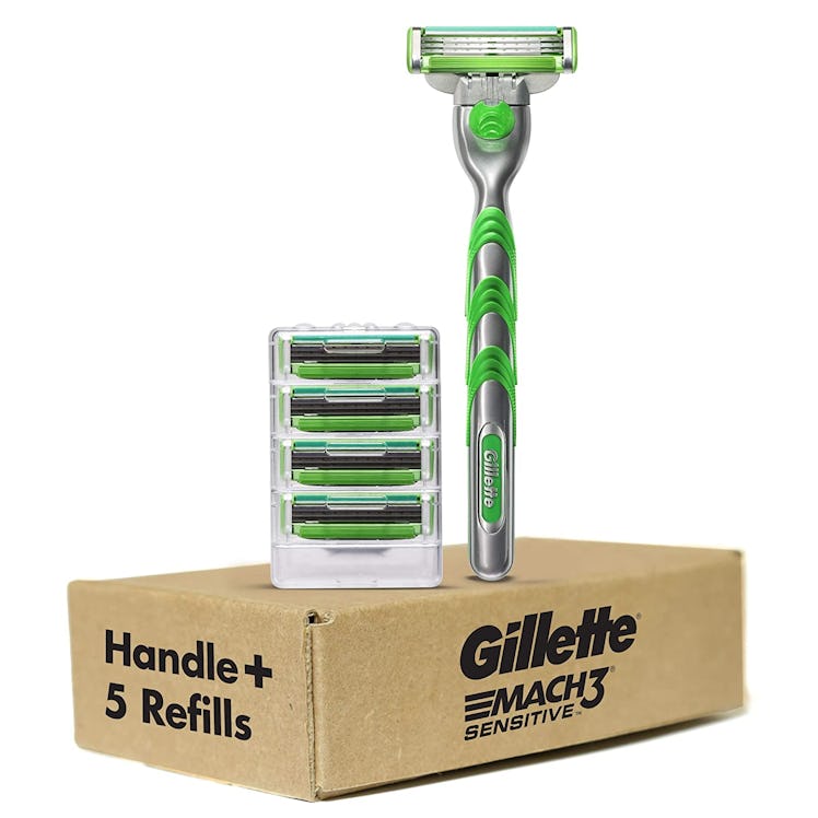 Gillette Mach 3 Sensitive Skin Razor Handle + 5 Refills