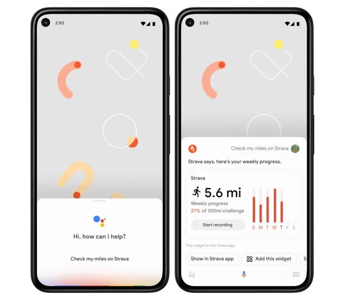 On Android, Google's Assistant can now return widgets from apps that display useful information.