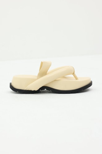 Padded Oversized Thong Sandals in Buttercream