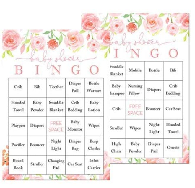 InvitationHouse Pink Floral Baby Shower Bingo Cards
