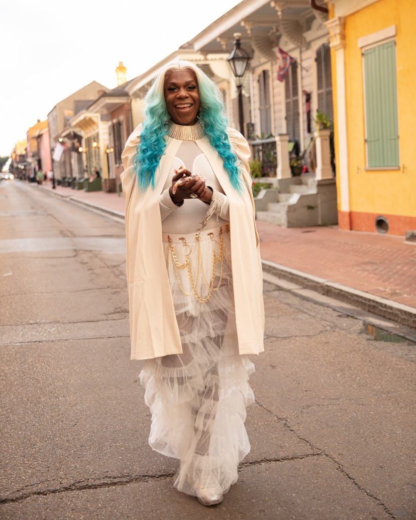 The musician Big Freedia standing on the street in New Orleans